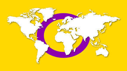 Illustration of Intersex pride flag with a world map