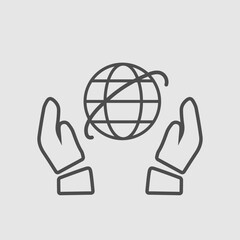 Earth holding hands. Simple isolated vector icon.