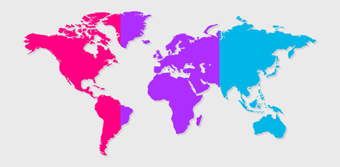 Fototapeta na wymiar Androgyne pride flag in a shape of World map. Flag of gay, transgender, bisexual, lesbian etc. Pride concept