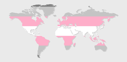 Demigirl pride flag in a shape of World map. Flag of gay, transgender, bisexual, lesbian etc. Pride concept