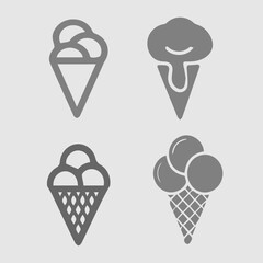 Ice cream vector icon set. Simple isolated cone illustration.