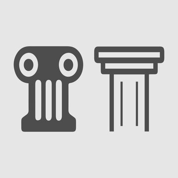 Greek column vector icon. Ancient greece pilar set. Simple isolated illustration.