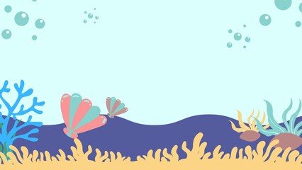 copy space area underwater backgrounds, and cute marine life animals