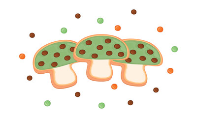 Green tea mushroom cookies biscuit cake illustration