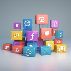 Social media day 3D illustration. Generative AI. 