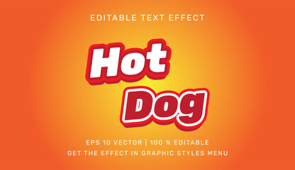 Fototapeta na wymiar Vector illustration of Hot dog 3d text effect template