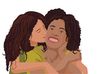 Fototapeta premium mother and daughter, Togetherness Concept. African daughter hugging her mum