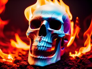 fire skull in the hell