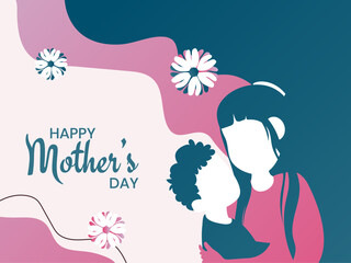 Abstract flat vector illustration of a family on pastel color minimalism background for International Mothers day.