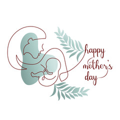 Beautiful pastel color abstract design continuous line art family vector illustration for Mothers day greeting card.