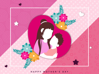 Happy International Mothers Day greeting card design vector illustration showing mother and child love and bond.