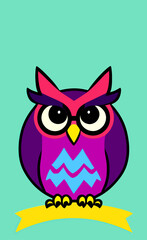 Funny cartoon character angry owl vector illustration 