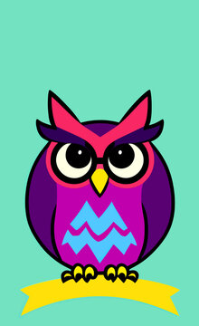 Funny cartoon character angry owl vector illustration 