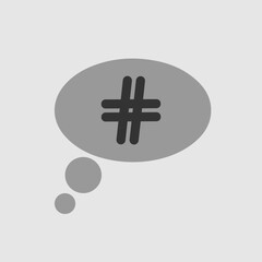 Hashtag icon in bubble. Simple isolated illustration.