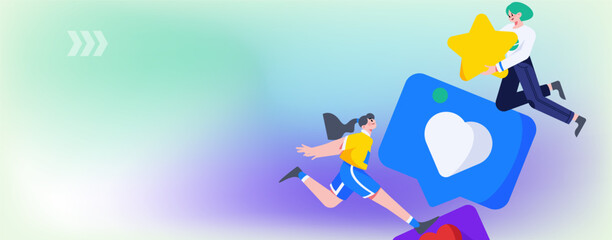 Virtual characters social communication concept business flat vector hand drawn illustration
