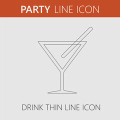 Cocktail vector icon EPS 10. Drink with straw simple isolated symbol.