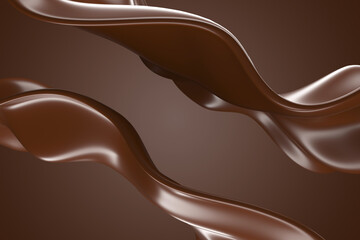 Splash of dark chocolate wave flow