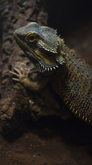 imposing lizard on a rock looking at the camera