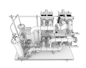 Pipe assembly isolated on transparent background. 3d rendering - illustration
