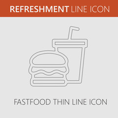 Fast food vector logo icon. Burger and drink simple isolated sign symbol.