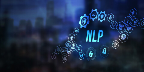 Internet, business, Technology and network concept. NLP Natural language processing AI Artificial intelligence. 3d illustration