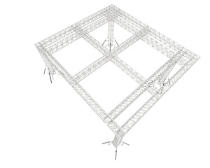 Aluminum frame structure isolated on transparent background. 3d rendering - illustration