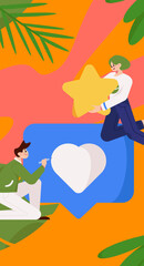 Virtual characters social communication concept business flat vector hand drawn illustration
