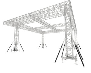 Aluminum frame structure isolated on transparent background. 3d rendering - illustration