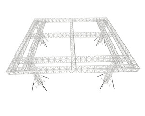 Aluminum frame structure isolated on transparent background. 3d rendering - illustration