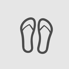 flip flops vector icon. Summer symbol. Sandals simple isolatedpictogram. - obrazy, fototapety, plakaty