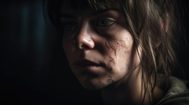 Women in tears depression psychological state. Mental health awareness month illustration. generative ai.