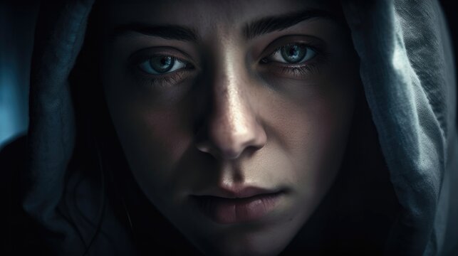 Women in tears depression psychological state. Mental health awareness month illustration. generative ai.