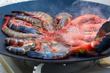 Pan-fried Shrimp at a Picnic Camp