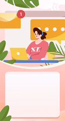 Virtual characters social communication concept business flat vector hand drawn illustration
