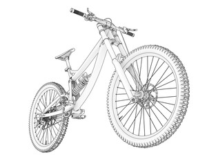 Mountain bike isolated on transparent background. 3d rendering - illustration