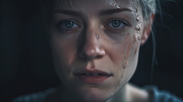 Women in tears depression psychological state. Mental health awareness month illustration. generative ai.