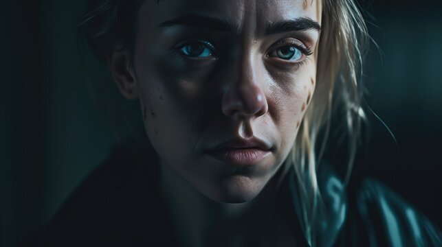 Women in tears depression psychological state. Mental health awareness month illustration. generative ai.