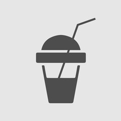 Shake with straw vector icon. Milkshake drink simple isolated pictogram.