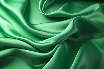 Obraz premium Luxurious Green silk texture background adds a touch of elegance perfect for fashion. Generative AI