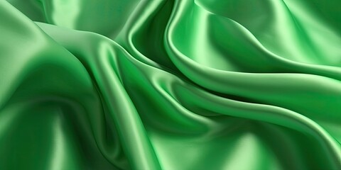 Luxurious Green silk texture background adds a touch of elegance perfect for fashion. Generative AI
