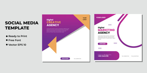 Set of Editable square banner template. red background color with stripe line shape. Suitable for social media post and web internet ads. Vector illustration with photo college