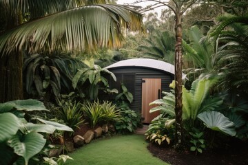 Shed Surrounded Lush And Tropical