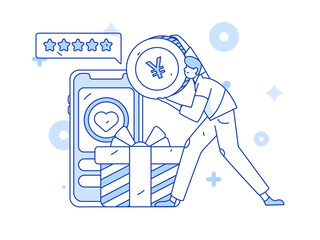 Virtual characters social communication concept business flat vector hand drawn illustration
