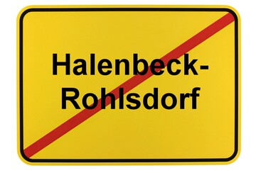 Illustration eines Ortsschildes der Gemeinde Halenbeck-Rohlsdorf in Brandenburg