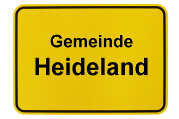 Illustration eines Ortsschildes der Gemeinde Heideland in Brandenburg