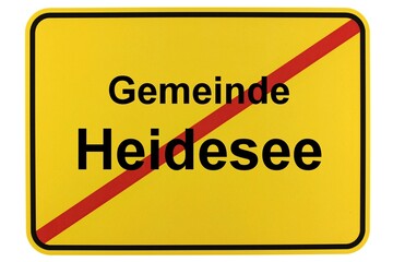 Illustration eines Ortsschildes der Gemeinde Heidesee in Brandenburg