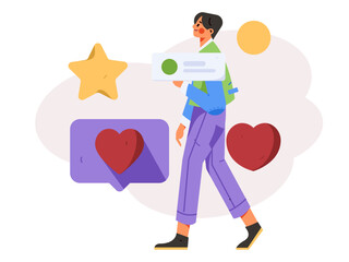 Virtual characters social communication concept business flat vector hand drawn illustration
