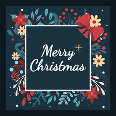 Template for Christmas and New Year flower cards. Christmas magic. Vivid Illustrations for vector images