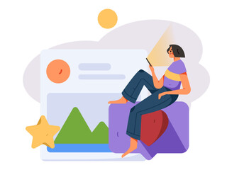 Virtual characters social communication concept business flat vector hand drawn illustration
