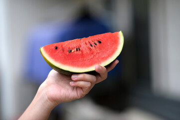 Watermelon tropical fruit has red flesh refreshing sweet taste.